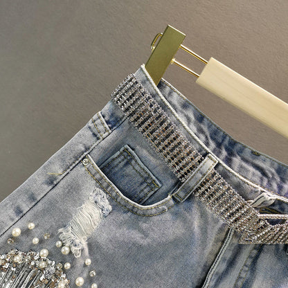 Pantalones cortos vaqueros con borlas de Luisa Tassel
