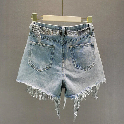 Pantalones cortos vaqueros con borlas de Luisa Tassel